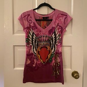 Christian Audigier Pink Shirt (Vintage) XS
